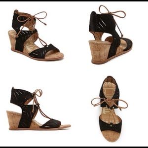 Dolce vita Leather cork lace wedge sandals size 9